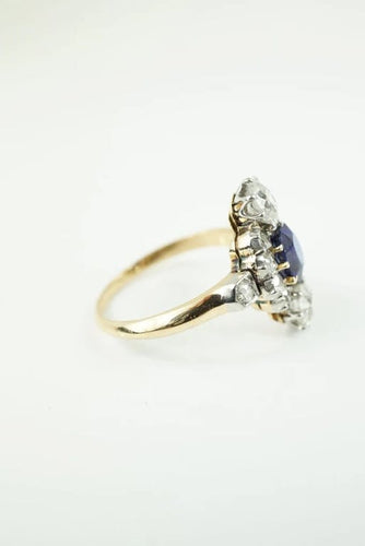 Bague 52 Bague marquise en or jaune 18 carats saphir et diamants 58 Facettes SQ 5172049