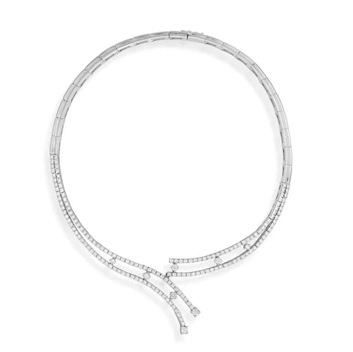 Collier Collier rivière double rang en or gris et diamants 58 Facettes LP. 258993