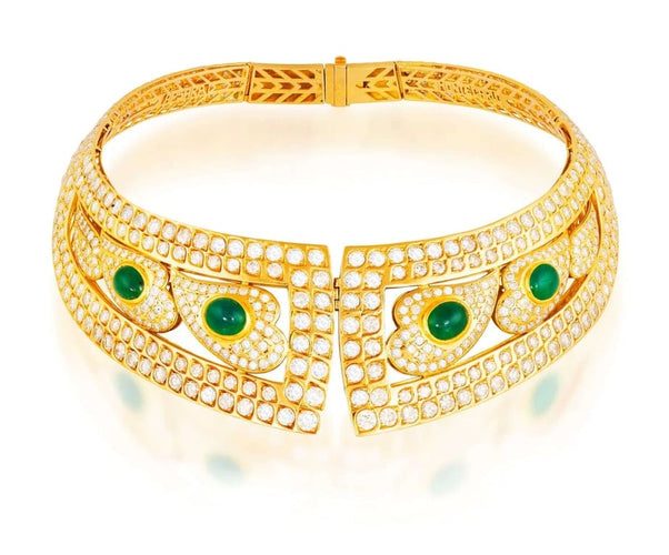 Collier ASPARAD Monte Carlo - Collier torque semi-rigide en or jaune, émeraudes et diamants 58 Facettes 259084