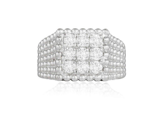 Bague 54 FRED Paris - Bague carrée en or 18 carats et diamants 58 Facettes 237703