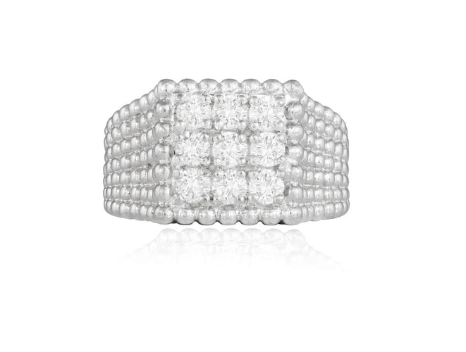 Bague 54 FRED Paris - Bague carrée en or 18K et diamants 58 Facettes 237703