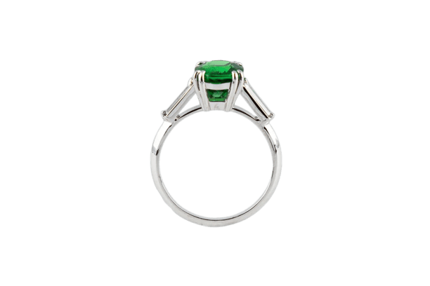 Bague 50.5 Bague en or gris sertie de tsavorite et diamants brillants 58 Facettes 196348