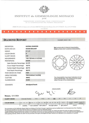 Bague 53 Bague en or gris sertie d’un diamant 1,27 ct certifié 58 Facettes 237689