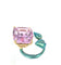 Bague 53 Bague fleur en titane vert et or jaune avec kunzite 26,85 ct 58 Facettes 258820