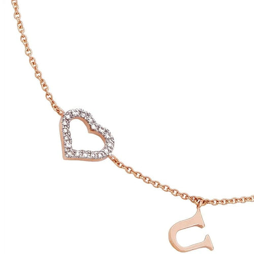 Bracelet Lucky One Love U - Bracelet cœur en or rose 18 carats et diamants 58 Facettes 58FBDC003