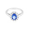 Bague 54 Bague saphir de Ceylan et diamants en or jaune 18 carats 58 Facettes