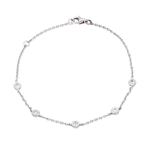 Bracelet Bracelet chaîne en or blanc 18 carats avec diamant 58 Facettes