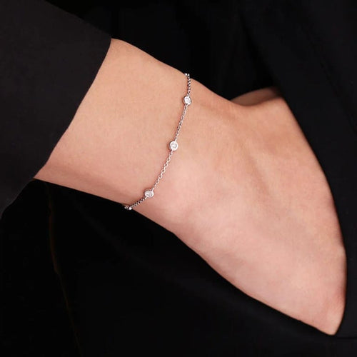 Bracelet Bracelet chaîne en or blanc 18 carats avec diamant 58 Facettes