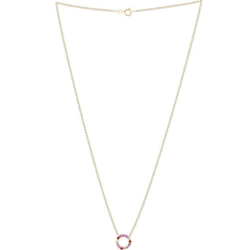 Collier Collier en or rose 18 carats avec saphirs multicolores et diamants 58 Facettes