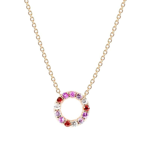 Collier Collier en or rose 18 carats avec saphirs multicolores et diamants 58 Facettes