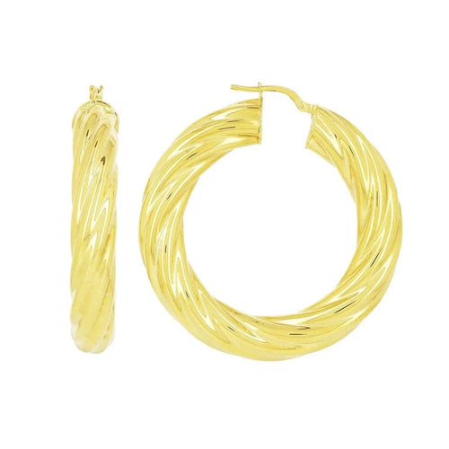 Boucles d'oreilles Créoles torsadées - Boucles d’oreilles en or jaune 18 carats 58 Facettes