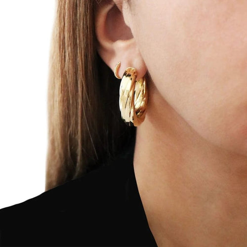 Boucles d'oreilles Créoles torsadées - Boucles d’oreilles en or jaune 18 carats 58 Facettes