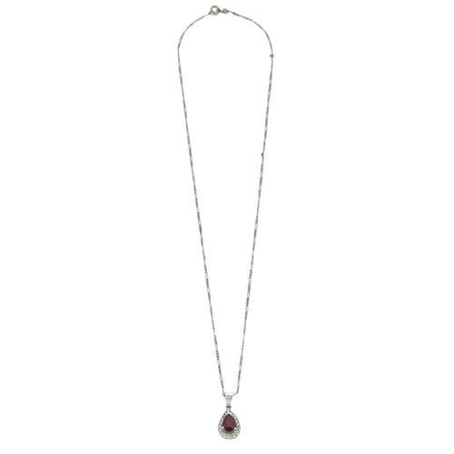 Collier Collier - Pendentif goutte rubis en or blanc et diamants 58 Facettes