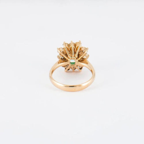 Bague 57 Bague - Émeraude de Colombie et diamants en or jaune 18K 58 Facettes