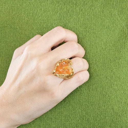 Bague 55 Bague dragon en or jaune 18 carats sertie d’opale de feu 58 Facettes
