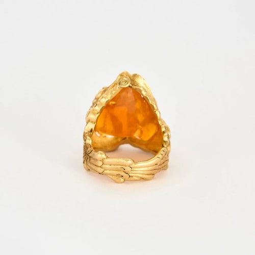 Bague 55 Bague dragon en or jaune 18 carats sertie d’opale de feu 58 Facettes