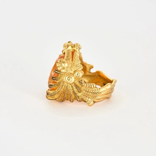 Bague 55 Bague dragon en or jaune 18 carats sertie d’opale de feu 58 Facettes