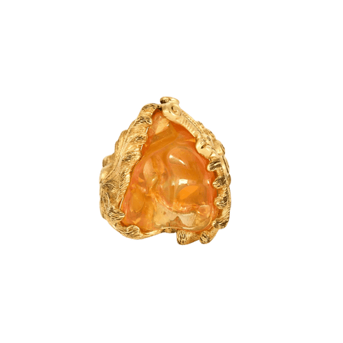 Bague 55 Bague dragon en or jaune 18 carats sertie d’opale de feu 58 Facettes