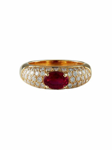 Bague 52 Boucheron - Bague en or jaune 750 au rubis et diamants 58 Facettes