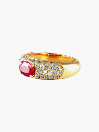 Bague 52 Boucheron - Bague en or jaune 750 au rubis et diamants 58 Facettes