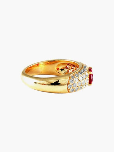 Bague 52 Boucheron - Bague en or jaune 750 au rubis et diamants 58 Facettes