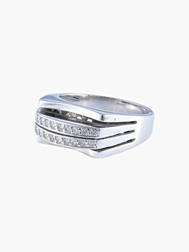 Bague 53 Bague diamants en or gris 18 ct 58 Facettes