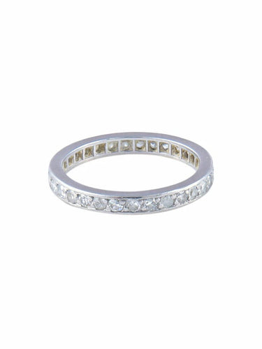 Bague 55 Demi-alliance en or gris 18 K et diamants 58 Facettes
