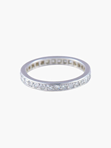 Bague 55 Demi-alliance en or gris 18 K et diamants 58 Facettes