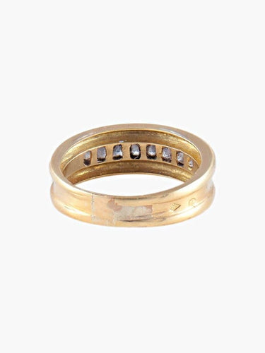 Bague 53 Demi-alliance - Bague en or jaune 18K et diamants 58 Facettes