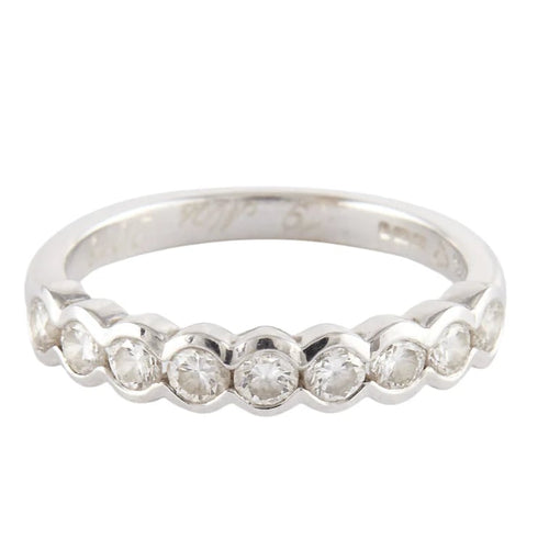 Bague 50 Demi-alliance - Bague en or gris 750 sertie clos de diamants 58 Facettes 750