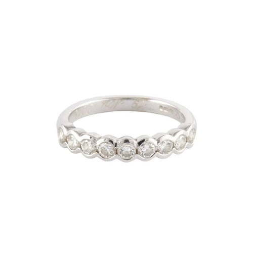 Bague 51 Demi-alliance - Bague en or gris 750 sertie de diamants 58 Facettes