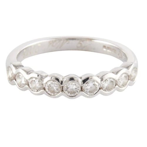 Bague 58 Demi-alliance en or gris 18k avec 7 diamants 58 Facettes
