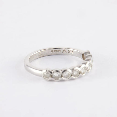 Bague 58 Demi-alliance en or gris 18k avec 7 diamants 58 Facettes