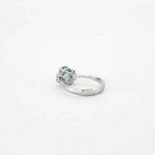 Bague 52 Bague - Aigue-marine et diamants en or gris 58 Facettes