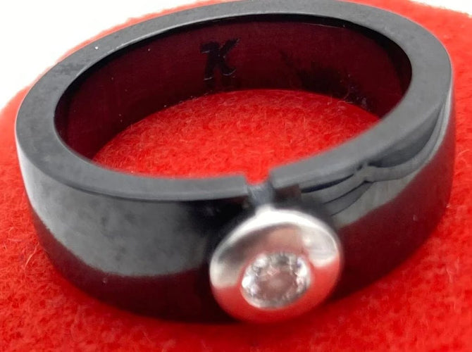 Bague 54 Bague en céramique avec diamant 58 Facettes