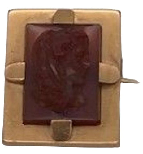Broche Broche camée profil femme en or jaune et agate 58 Facettes