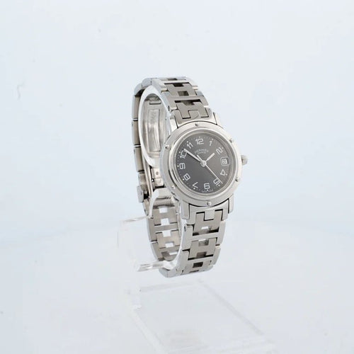 Montre Hermès Clipper - Montre en acier cadran gris chiffres arabes 58 Facettes