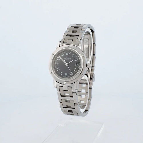Montre Hermès Clipper - Montre en acier cadran gris chiffres arabes 58 Facettes