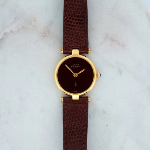 Montre Cartier Must Vendôme - Montre SM en vermeil, cadran bordeaux 58 Facettes