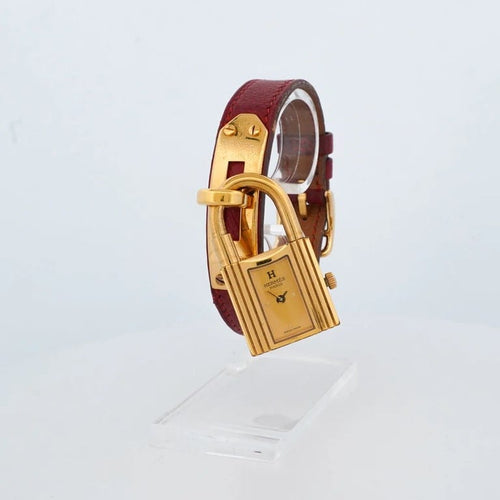 Montre Hermès Kelly - Montre à cadran champagne en acier plaqué or 58 Facettes