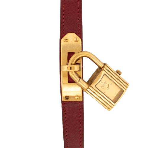 Montre Hermès Kelly - Montre à cadran champagne en acier plaqué or 58 Facettes
