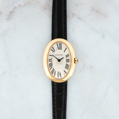 Montre Cartier Baignoire - Montre medium en or jaune, cadran argenté romain 58 Facettes