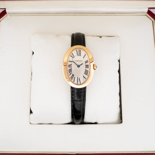 Montre Cartier Baignoire - Montre medium en or jaune, cadran argenté romain 58 Facettes
