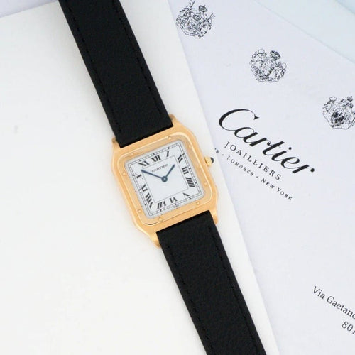 Montre Cartier Santos-Dumont - Montre ultra-plate en or jaune 18k 58 Facettes
