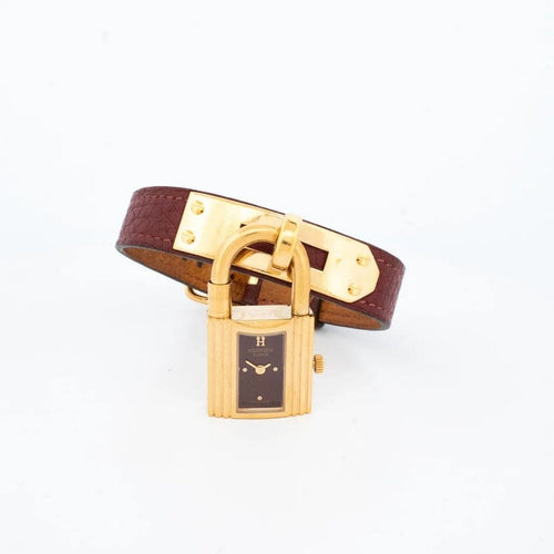 Montre Hermès Kelly - Montre en acier doré, cadran bordeaux 58 Facettes