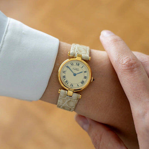 Montre Cartier - Montre Must Vendôme SM en vermeil, cadran romain citron 58 Facettes