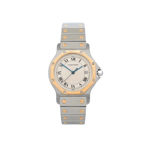 Montre Cartier Santos Octogone - Montre unisexe 30 mm acier et or jaune 58 Facettes