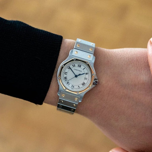 Montre Cartier Santos Octogone - Montre unisexe 30 mm acier et or jaune 58 Facettes