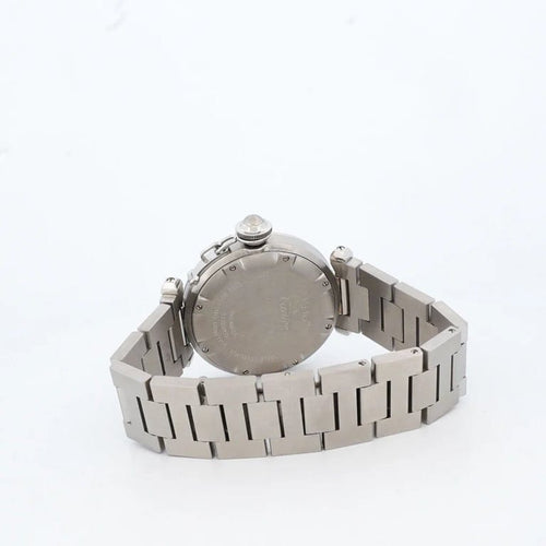Montre Cartier Pasha GMT - Montre en acier cadran ivoire à chiffres arabes 58 Facettes