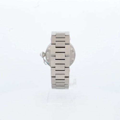 Montre Cartier Pasha GMT - Montre en acier cadran ivoire à chiffres arabes 58 Facettes